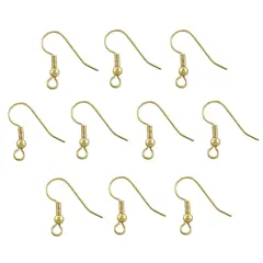 JewelrySupply French Hook Wire with Bead & Spring Gold Plated (10-Pcs)