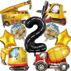 Construction Truck Balloons Party Supplies for Boys 2nd Birthday