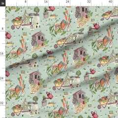 Various Fabrics by the Yard or Fat Quarter Wheelbarrow Product Vegetables Garden Tools Farm Peas And Carrots Shed Toile De Juoy Pumpkin Custom Printed Fabric by Spoonflower
