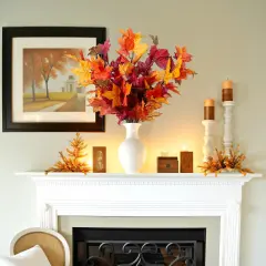 6 Pcs Artificial Maple Leaves Stems