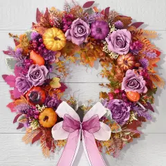 Fall Wreaths for Front Door Outside with Blooming Silk Rose