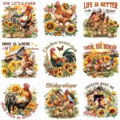 9 Sheets Farm Rub on Transfer Stickers