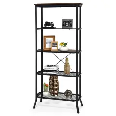 Costway 5 Tier Bookshelf Standing Storage Shelf Unit for Kitchen Living Room Office
