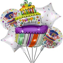 5PCS - Cake Birthday Mylar Balloons