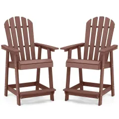 Costway 1/2/4 PCS Bar Stool HDPE Patio Chair with Armrest Footrest Home Indoor Outdoor Brown