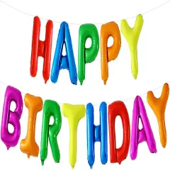 Rainbow Happy Birthday Balloons Letters - 16 Inch