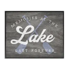 Stupell Industries Memories at Lake Phrase Rustic Boat Ores Motif Framed Giclee Design By Lil' Rue