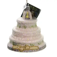 Old World Christmas 3.75 In Wedding Cake. Tree Ornament , Bride Groom Ornament White