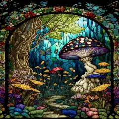 Mushroom Paint by Numbers for Adults - Stained Glass