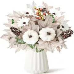 2PCS Fall Artificial Flowers Decoration - White