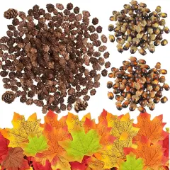 200Pcs Artificial Acorn Artificial Maple Leaves
