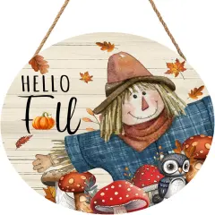 Hello Fall Scarecrow Pumpkin Door Sign - Fall Scarecrow