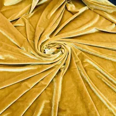 1 Yard Mustard Gold Stretch Velvet Fabric with Soft Draping and Rich Sheen 58/60 Inch Width