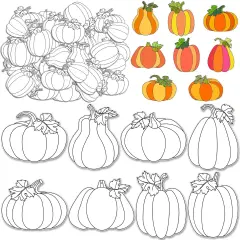 80 Pcs Color Your Own Fall Pumpkin Kit for Kids