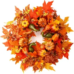 24 Inch Fall Wreaths for Front Door Outside