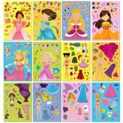 Wrapables Make a Face Stickers, Make Your Own Animal, Food, Dress-Up Stickers, DIY Craft Activities, Party Favors (24 Sheets), Princesses and Girls