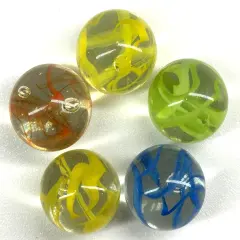 Spaghetti Red/Blue/Yellow random color mix Glass Marbles 25mm (1 inch) SHOOTER