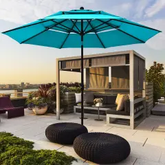 Costway 10ft 3 Tier Patio Market Umbrella Aluminum Sunshade Shelter Double Vented