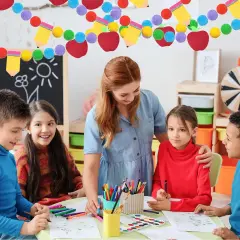 4 Pcs Pencil Apples Felt Ball Banner