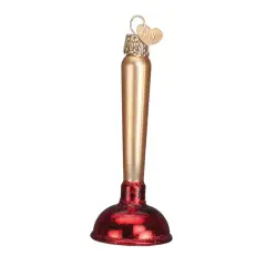 Old World Christmas 4.25 In Toilet Plunger Tree Ornament , Ornament Plumber Clog Multicolored