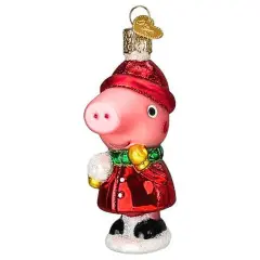 Old World Christmas 4.0 Inch Peppa Pig With Snowball Christmas Tree Ornament , Cartoon Children's Series Pink