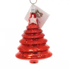 Golden Bell Collection 4.0 Inch Red Tree With Whtie Star Christmas Tree Ornament , Christmas Decor Christmas, Ornament