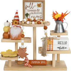 Fall Decorations, 8 PCS Fall Tiered Tray Decor Set, Thanksgiving Harvest