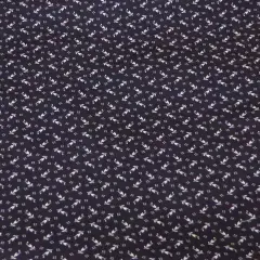 Black with little White Flowers Cotton Fabric by the yard