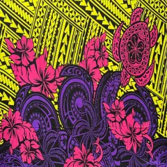 Multicolor Polynesian Tattoo Polyester Sarong 72" L x 45" W Yellow