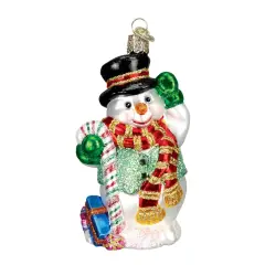 Old World Christmas 4.25 In Candy Cane Snowman Tree Ornament , Ornament Snowman White