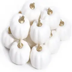 Set of 12 Artificial White Pumpkins Table Centerpiece