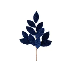 25" Navy Blue Velvet Magnolia Leaf Spray &ndash; Artificial Foliage Stem for Elegant Floral Designs & Decor-85361NVBL