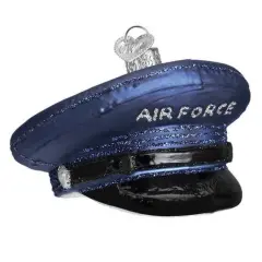 Old World Christmas 2.0 Inch Air Force Cap Christmas Tree Ornament , Aerial Space Warfare Blue