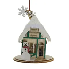 Ginger Cottages 3.5 Inch Santa's Snowflake Factory Tree Ornament , Snowman Beige