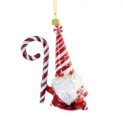 Noble Gems 5.5 Inch Peppermint Gnome Tree Ornament , Christmas Ornament Santa Red