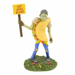 Enesco 3.75 In Eat More Brains Halloween Halloween Village , Halloween Decor Halloween Zombie Food Yellow