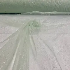 1 Yard Glitter Mesh Fabric 60" Width, 100% Polyester Sheer Sparkle for Dresses & Decor Sage