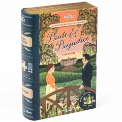 Professor Puzzle: Jigsaw Library - Pride & Prejudice - 252 Piece Double-Sided Puzzle, Illustrated Book Scene, 19.4x14.5", Collectible Book Shaped Box