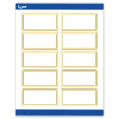 Avery Printable Rectangle Labels, Gold Multi-Lined Border, 2" x 4", Matte White Rectangle Labels, Permanent, Laser/Inkjet, 100ct, Great for Product Labels