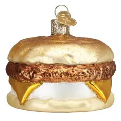 Old World Christmas 2.5 Inch Breakfast Sandwich Christmas Tree Ornament , Ornament Egg Cheese Sausage Multicolored