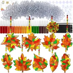 27 Sets Fall Leaf Suncatchers Ornaments DIY Window Paint