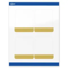 Avery Printable Rectangle Labels, Gold Double-Dipped Edge, 4" x 3-1/3", Glossy White Rectangle Labels, Permanent, Laser/Inkjet, 40ct, Great for Product Labels