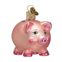Old World Christmas 2.0 Inch Piggy Bank Tree Ornament , Ornament Money Save Coins Pink