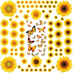 116 Pieces Sunflower Wall Stickers 3D Butterfly Decals