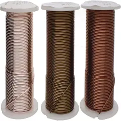 The Beadsmith Wire Elements 22-Gauge Lacquered Tarnish-Resistant Copper Wire for Jewelry Making, 4-8 Yard, 18.29 Meter Spools (Antique Copper, Vintage Bronze, & Rose Gold Color)