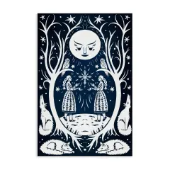 Stupell Industries Woodland Folk Girls with Moon Canvas Design by Hannah Moren