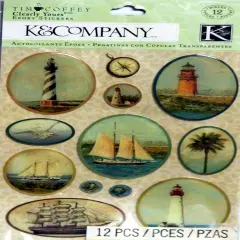 K & Company Tim Coffey Travel Map Clearly Yours Dimensional Epoxy Stickers