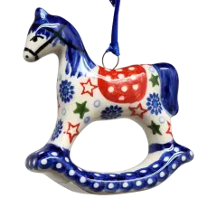 Rocking Horse Ornament - Festive Stars Pattern