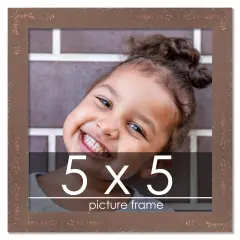 Square Shabby Chic Brown Picture Frame - UV Acrylic, Foam Board Backing, Hanging Hardware