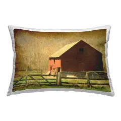 Red Barn Distressed Pattern Outdoor Printed Pillow Design by Graffitee Studios, 14 x 7 x 20